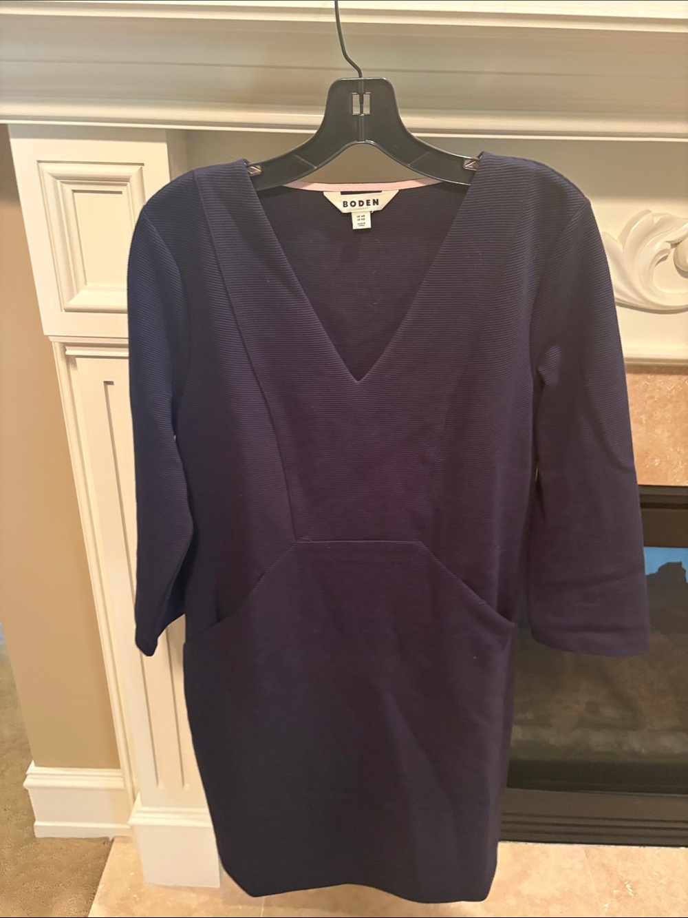 Boden Deep Navy V-Neck Long Sleeve Ponte Dress